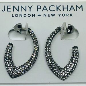 NWT Jenny Packham pavè crystal J-hoop earrings